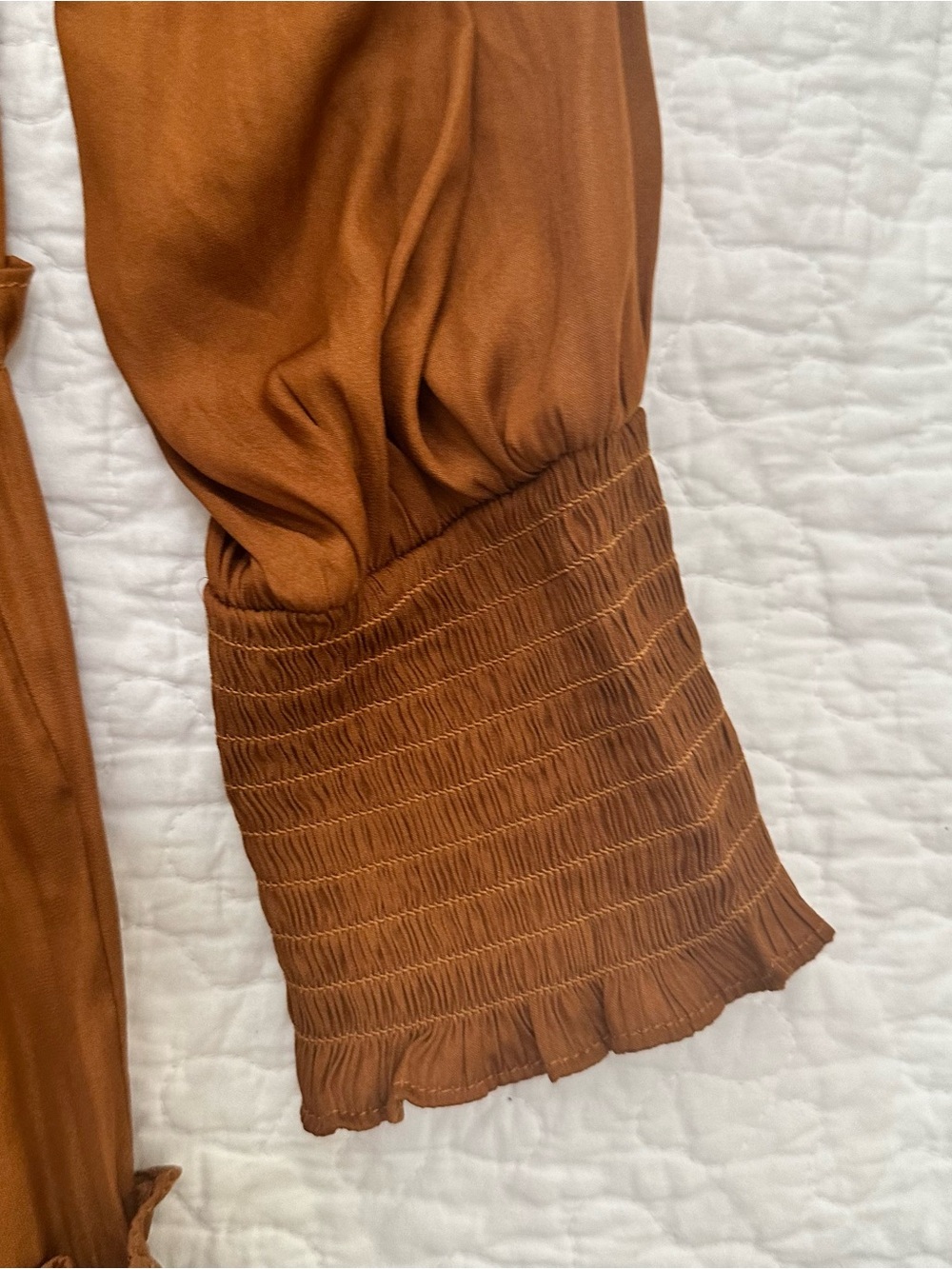 Mustard Seed Rust Tiered Ruffle Smocked Cuff Dress - Picture 5 of 6